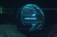 Eine futuristische, digitale Karte von Nordamerika mit einem leuchtenden Kanadischen Flaggen-Symbol, umgeben von fließenden Binärcodes und einer holografischen Benutzeroberfläche, die komplexe neuronale Netzwerke und Regierungsdaten visualisiert.