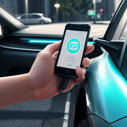 Eine Hand hält ein Smartphone neben einer Ladesäule eines Elektroautos, wobei das Display eine Ladekurve mit einem markierten 80-%-Limit anzeigt.