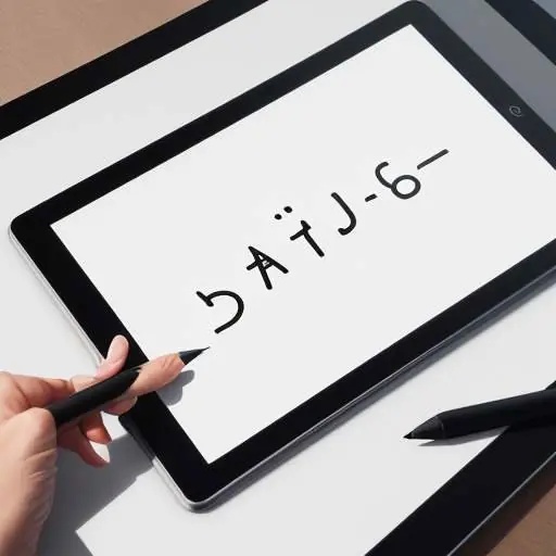Nahaufnahme eines Tablets mit der mathematischen Formel aⁿ · aᵐ = aⁿ⁺ᵐ, auf die ein Stift zeigt, in einem hellen Arbeitszimmer.