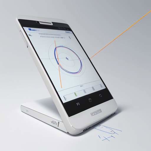 Smartphone mit Physik-Simulation einer parabolischen Bahn, umgeben von Lehrbüchern und Lineal, zur Veranschaulichung mathematischer Konzepte.