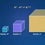 Drei Würfel mit den Kantenlängen 1, 2 und 4 zum Potenzgesetz