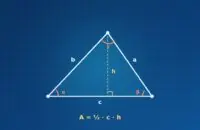 Dreieck mit Seiten a, b, c, Winkeln Alpha, Beta, Gamma und Höhe h, darunter A = ½ · c · h